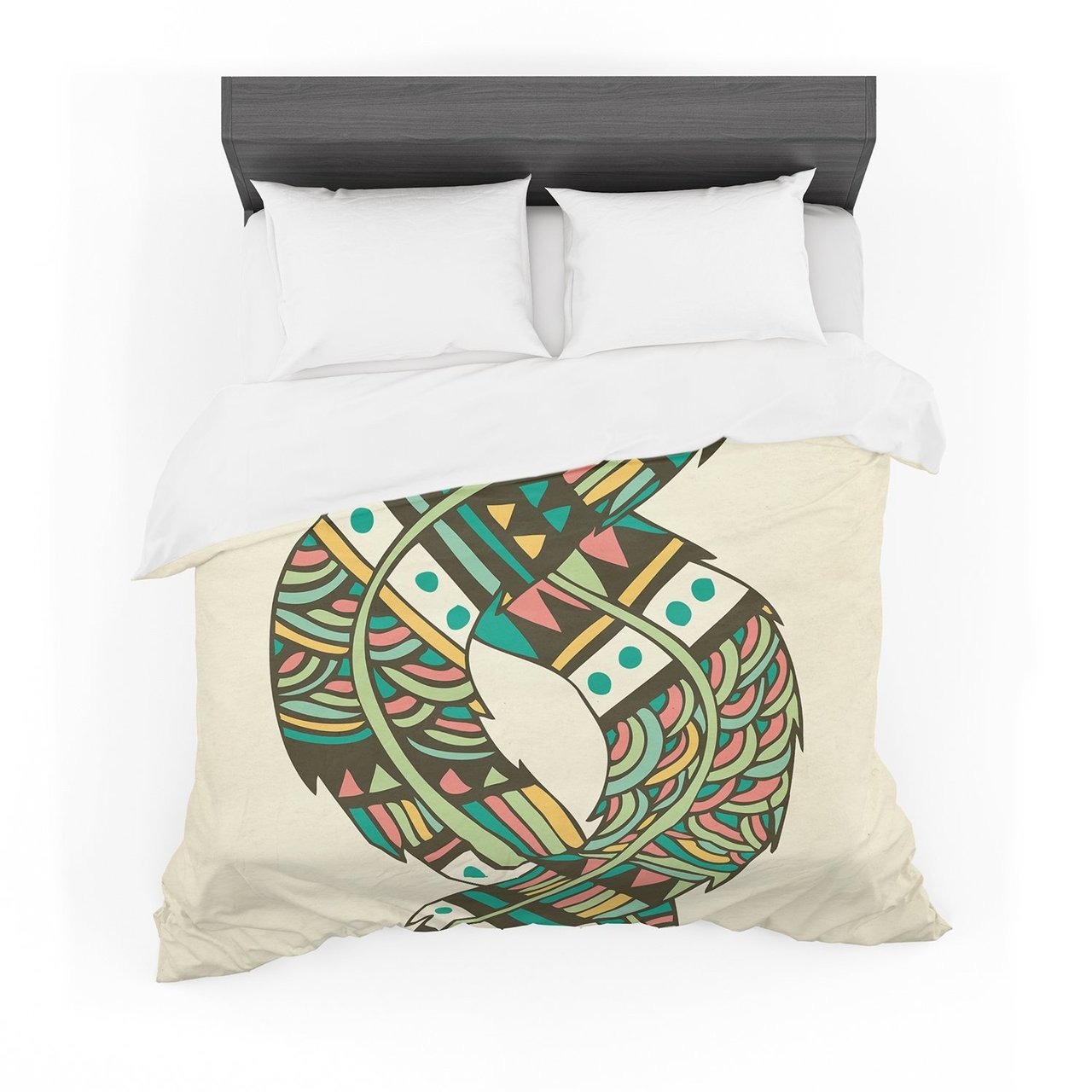 Pom Graphic Design ‘Soulmate Feathers’ Tan Green Featherweight3D Customized Duvet Cover Bedding Sets