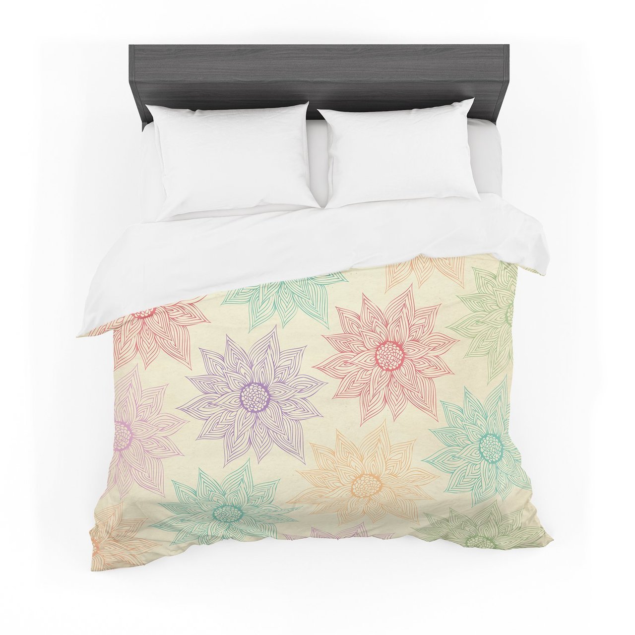 Pom Graphic Design ‘Spring Florals’ Rainbow Tan Featherweight3D Customized Duvet Cover Bedding Sets