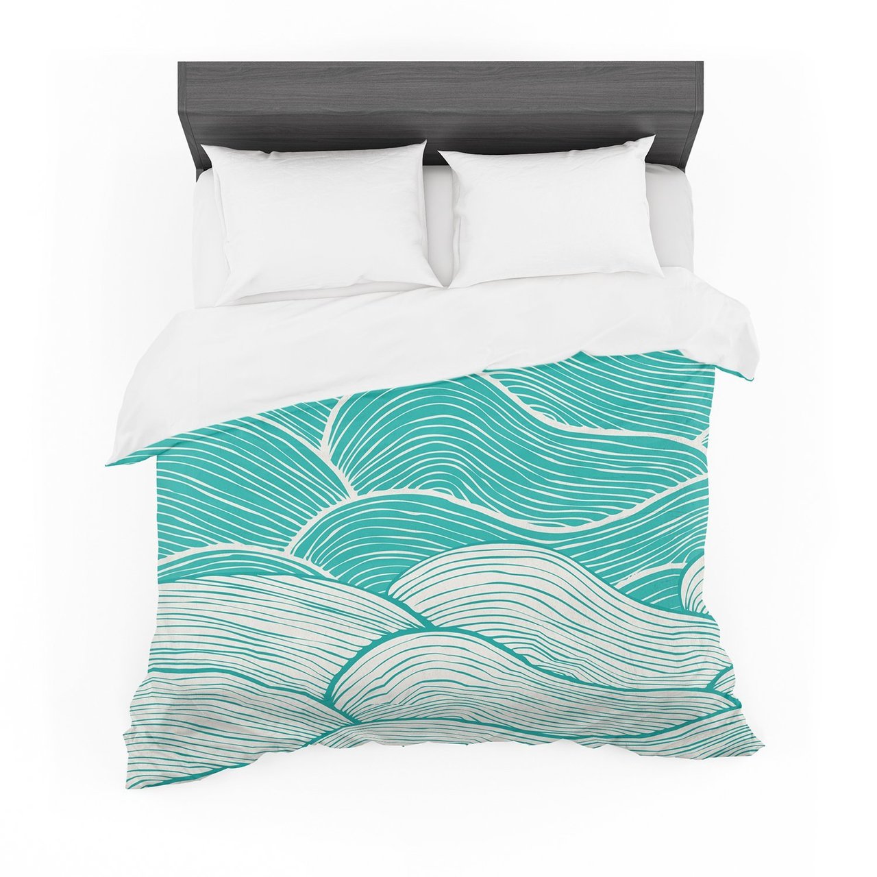 Pom Graphic Design ‘The Calm andtormyeas’ Green Teal Featherweight3D Customized Duvet Cover Bedding Sets