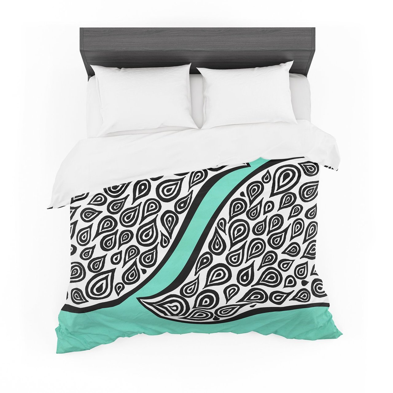 Pom Graphic Design ‘Two Romantic Birds’ Abstract Teal Featherweight3D Customized Duvet Cover Bedding Sets