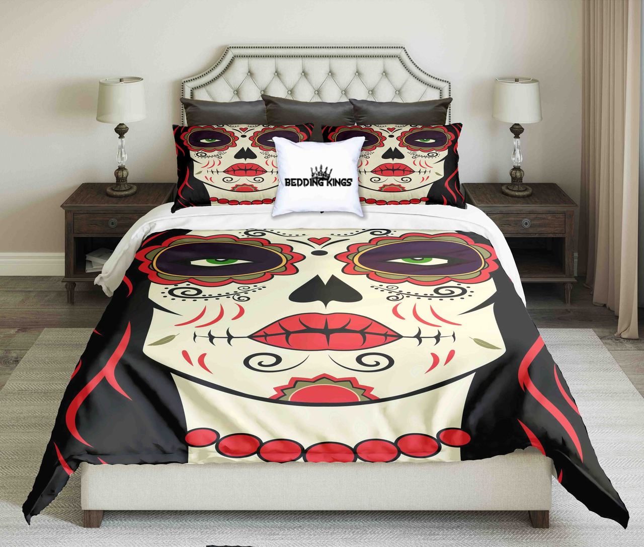 Pretty Ladykull Red Beige Colour Design | kings3D Customized Duvet Cover Bedding Sets