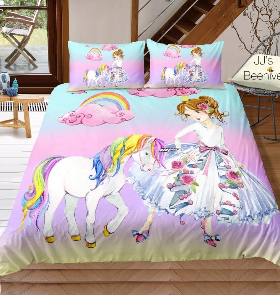 Princess With Her Unicorn 3D Customized Duvet Cover Bedding Sets