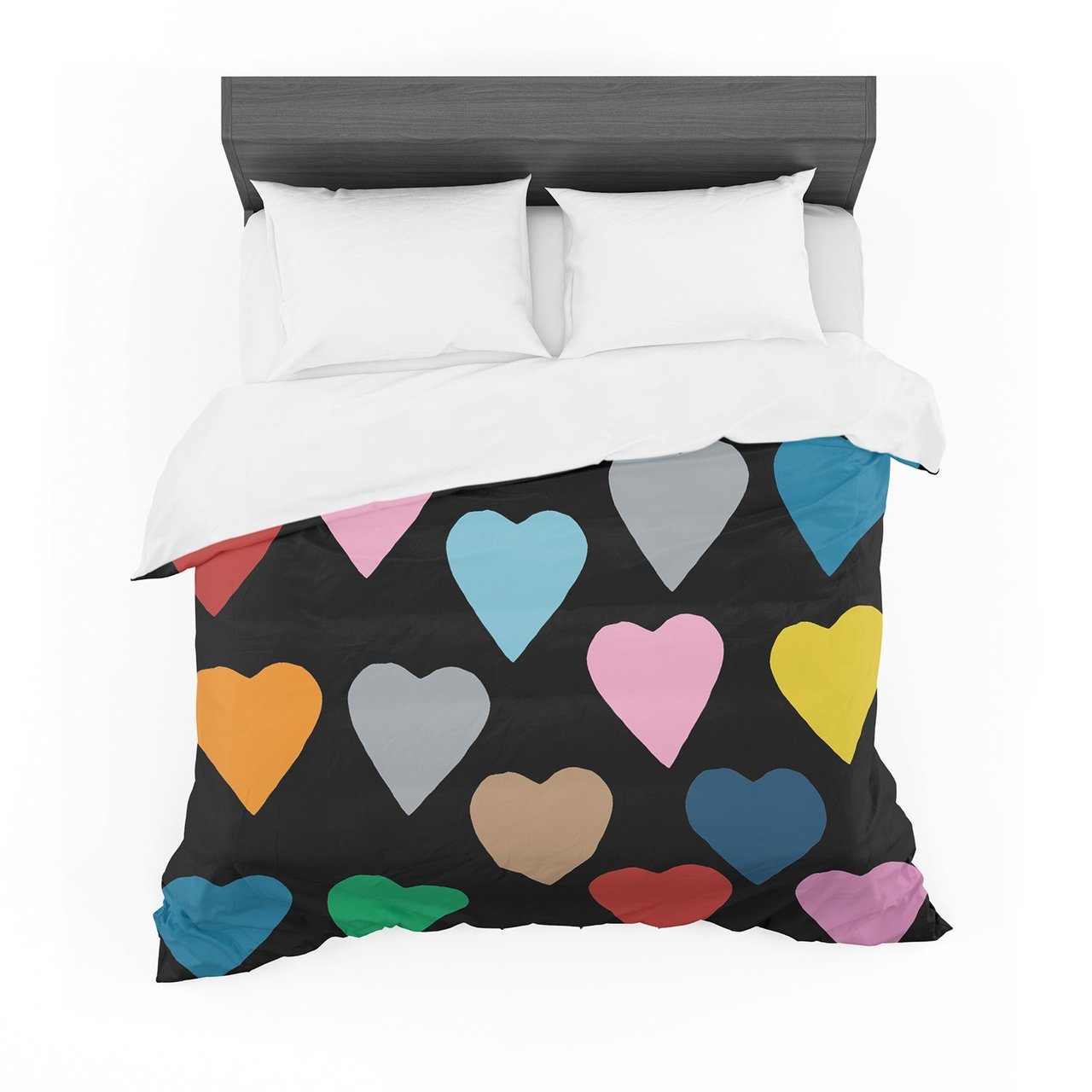 Project M ‘Hearts Colour on Black’ Cotton3D Customized Duvet Cover Bedding Sets