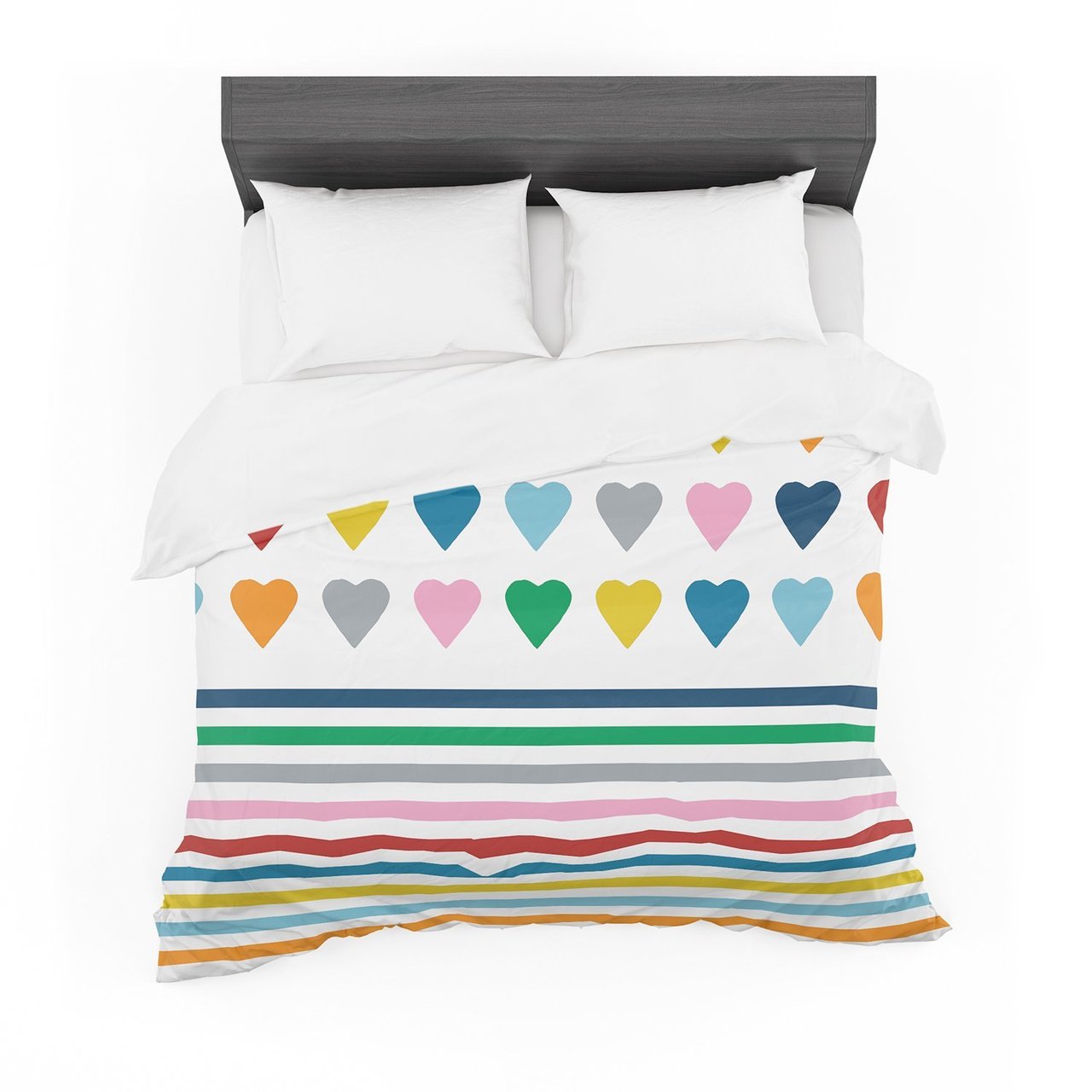 Project M ‘Hearttripes’ Rainbowhapes Cotton3D Customized Duvet Cover Bedding Sets