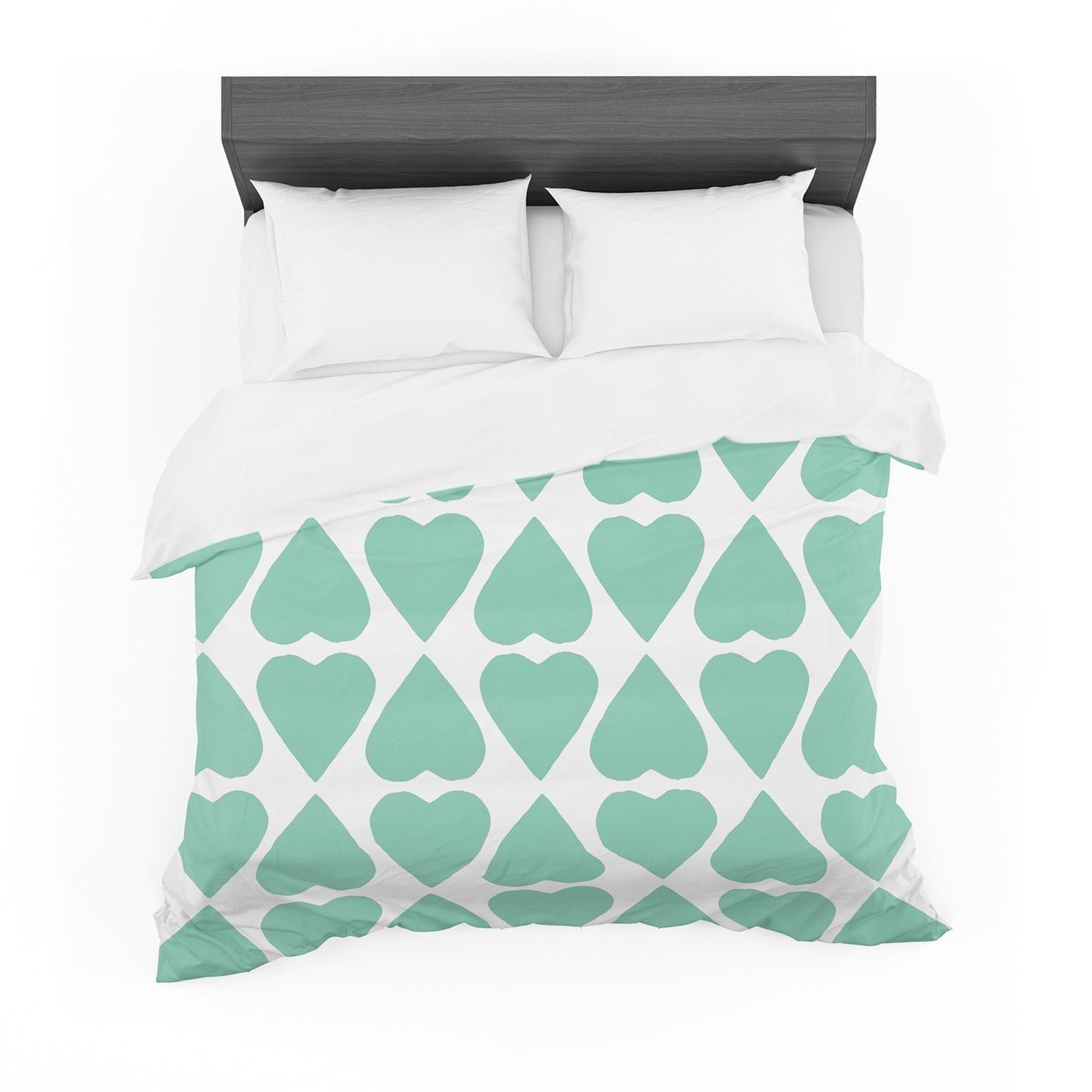 Project M ‘Mint Diamond Hearts’ Cotton3D Customized Duvet Cover Bedding Sets