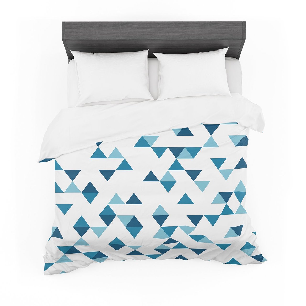 Project M ‘Triangles Blue’ Navy White Cotton3D Customized Duvet Cover Bedding Sets