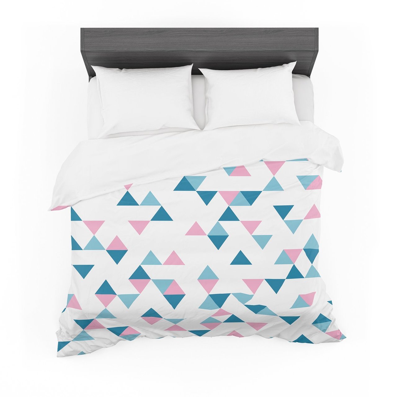 Project M ‘Triangles Pink’ Blush Blue Cotton3D Customized Duvet Cover Bedding Sets