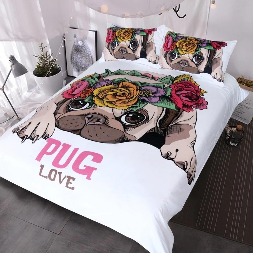 Pug Love 3D Customized Duvet Cover Bedding Sets