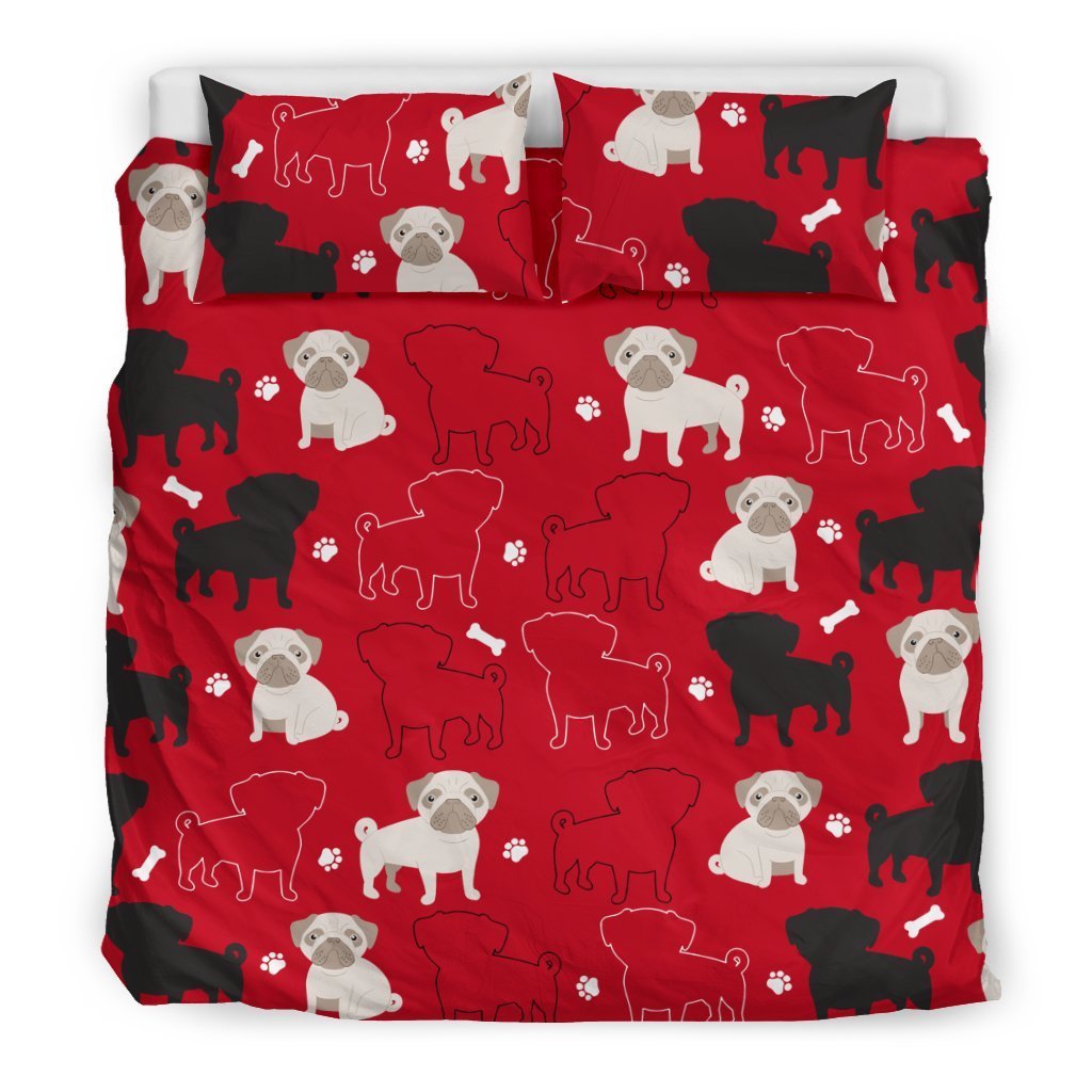 Pug Red Bedding Set