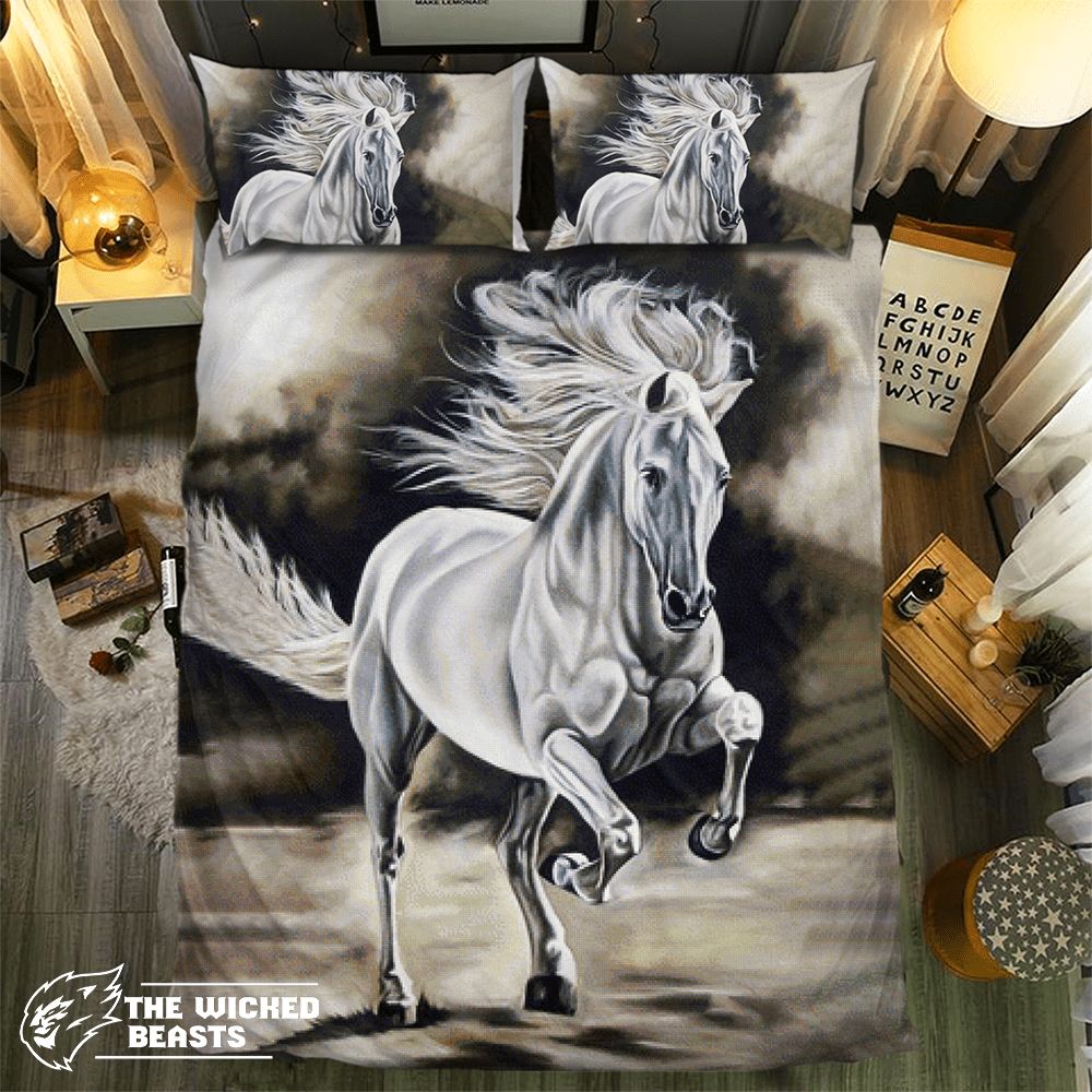 Pure White Horse 0915023D Customized Duvet Cover Bedding Sets