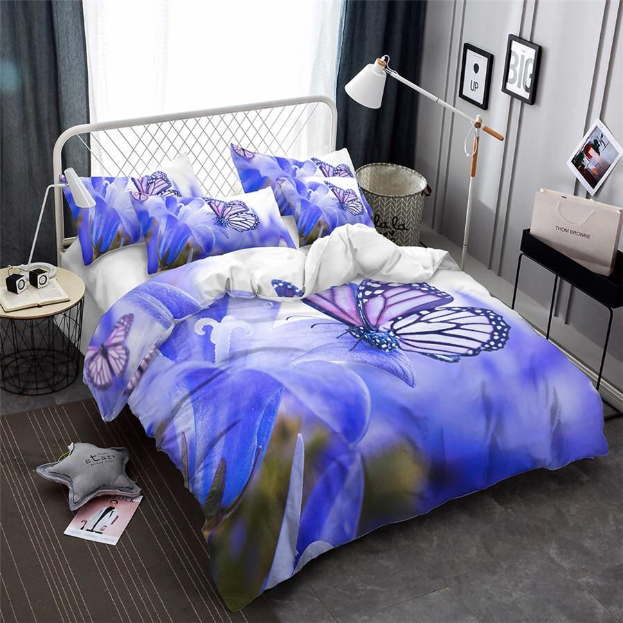 Purple Butterflies 3D Customized Duvet Cover Bedding Sets