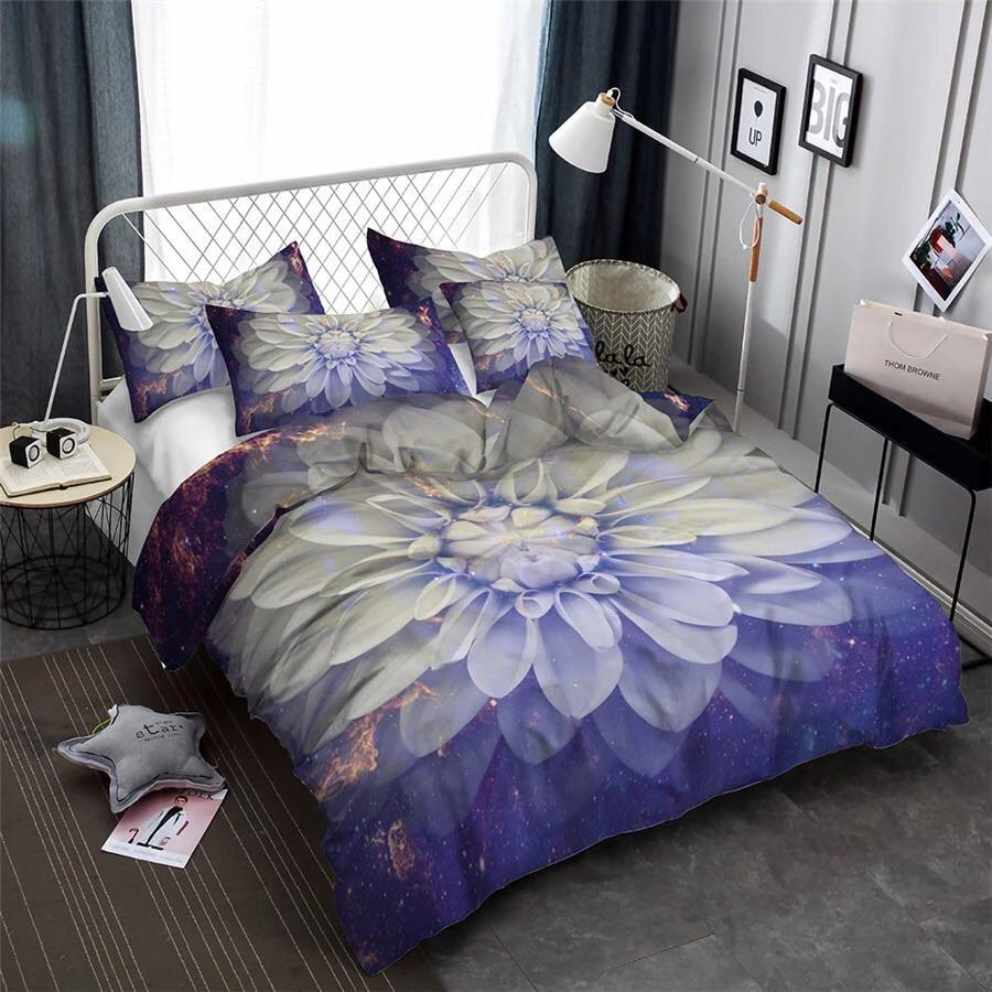 Purple Floral 3D Customized Duvet Cover Bedding Sets