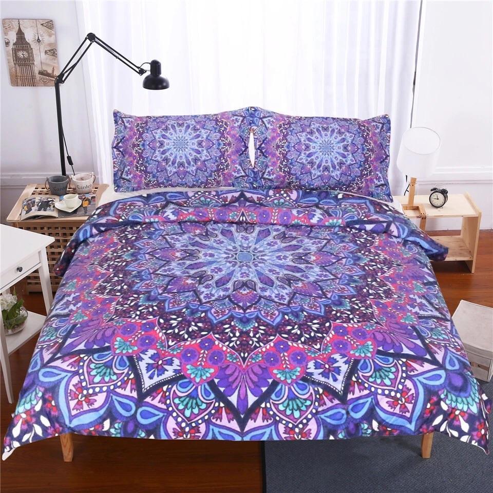 Purple Glowing Mandala 3D Customized Duvet Cover Bedding Sets