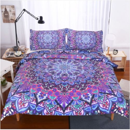 Purple Glowing Mandala Duvet Cover