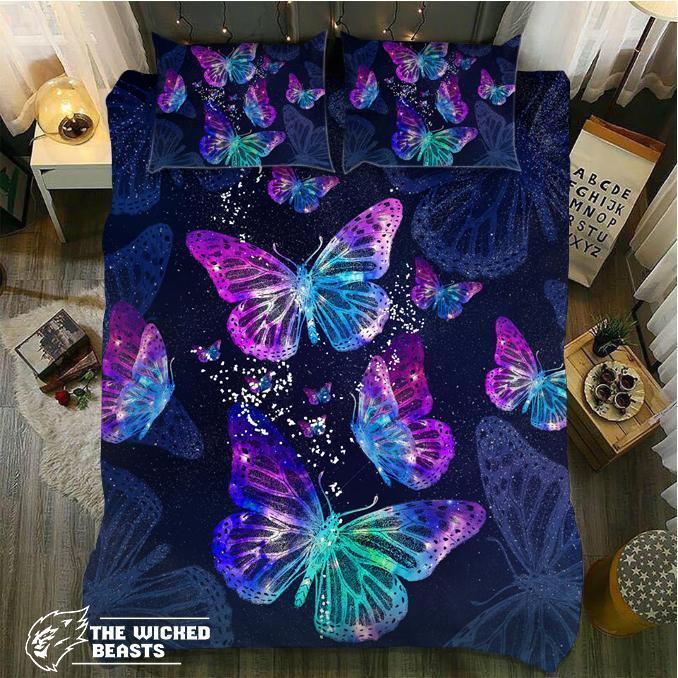 Purple Mexican Bluewing Butterflys3D Customized Duvet Cover Bedding Sets