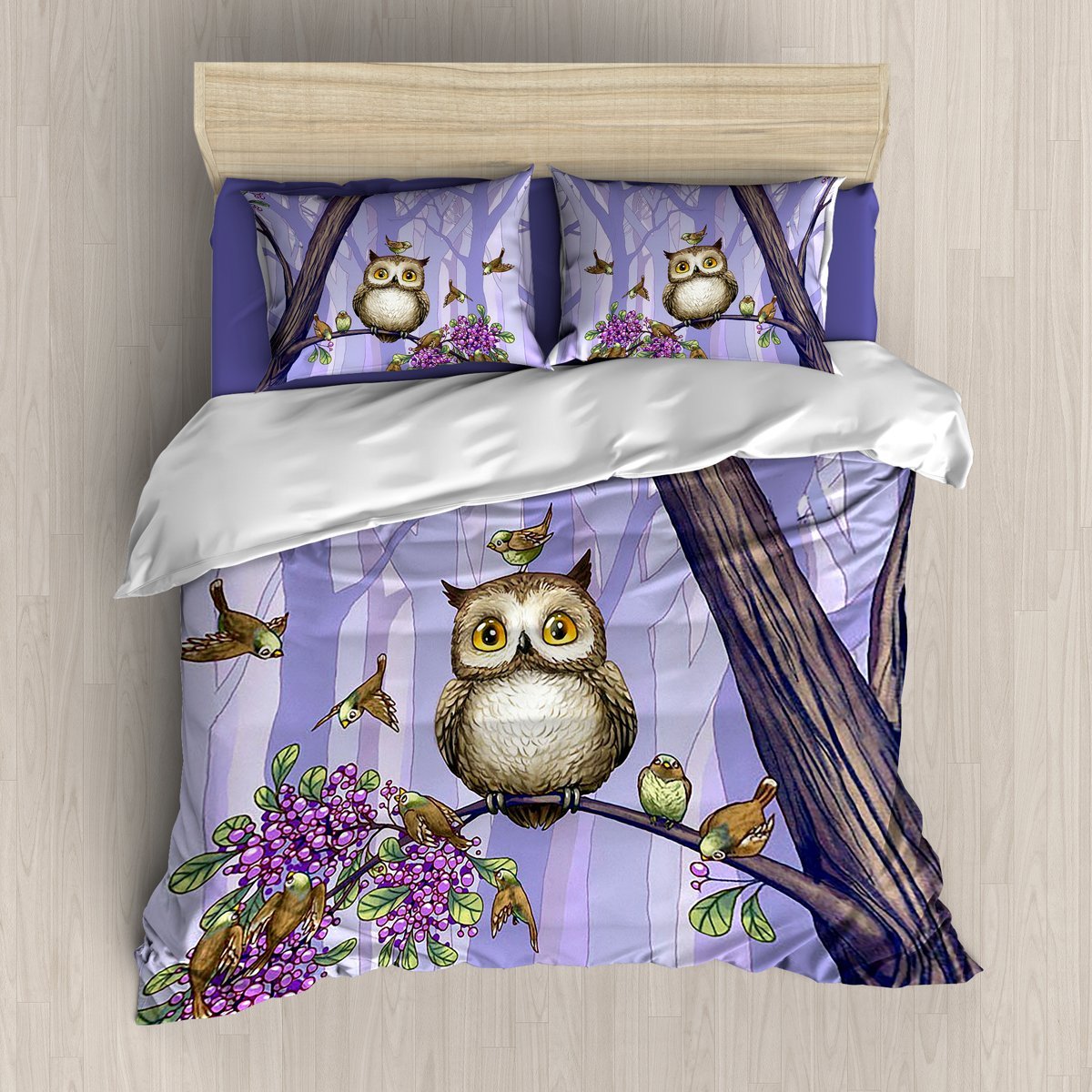 Purple Owl 3D Customized Duvet Cover Bedding Sets