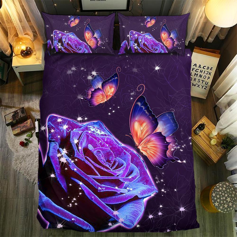 Purple Rose And Butterfly 092513D Customized Duvet Cover Bedding Sets