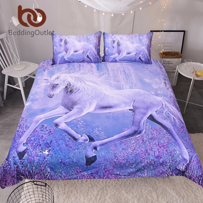 Purple Unicorn 3D Printed Quilt Cover Floralcenic et Home Textiles3D Customized Duvet Cover Bedding Sets