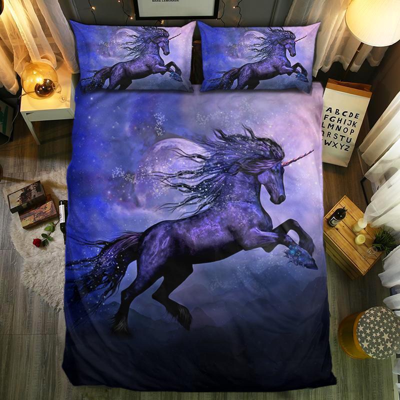 Purple Unicorn Runnings3D Customized Duvet Cover Bedding Sets