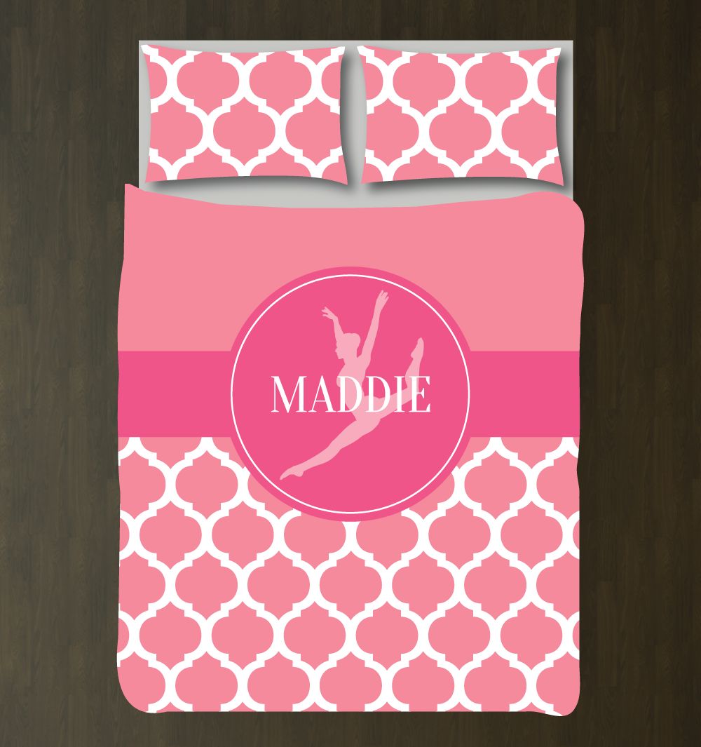 Quatrefoil Dance Bedding Set Customized Duvet Cover| White and Bubble Gum Pink