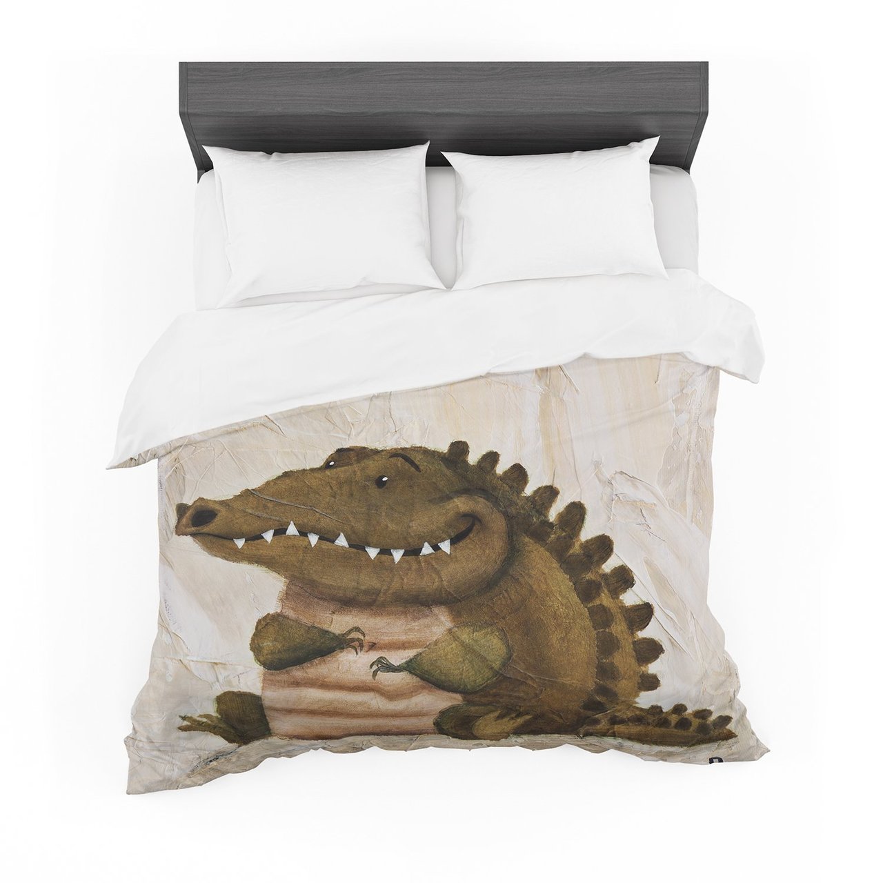 Rachel Kokko ‘Smiley Crocodiley’ Tan Green Featherweight3D Customized Duvet Cover Bedding Sets