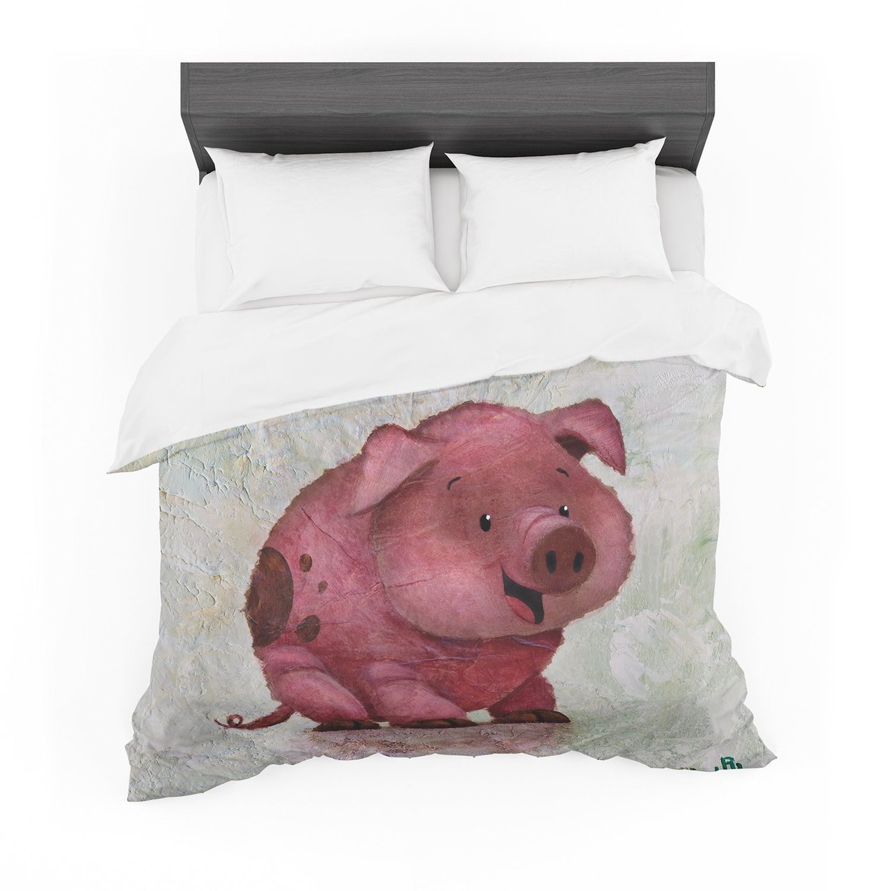 Rachel Kokko ‘This Little Piggy’ Pink White Featherweight3D Customized Duvet Cover Bedding Sets