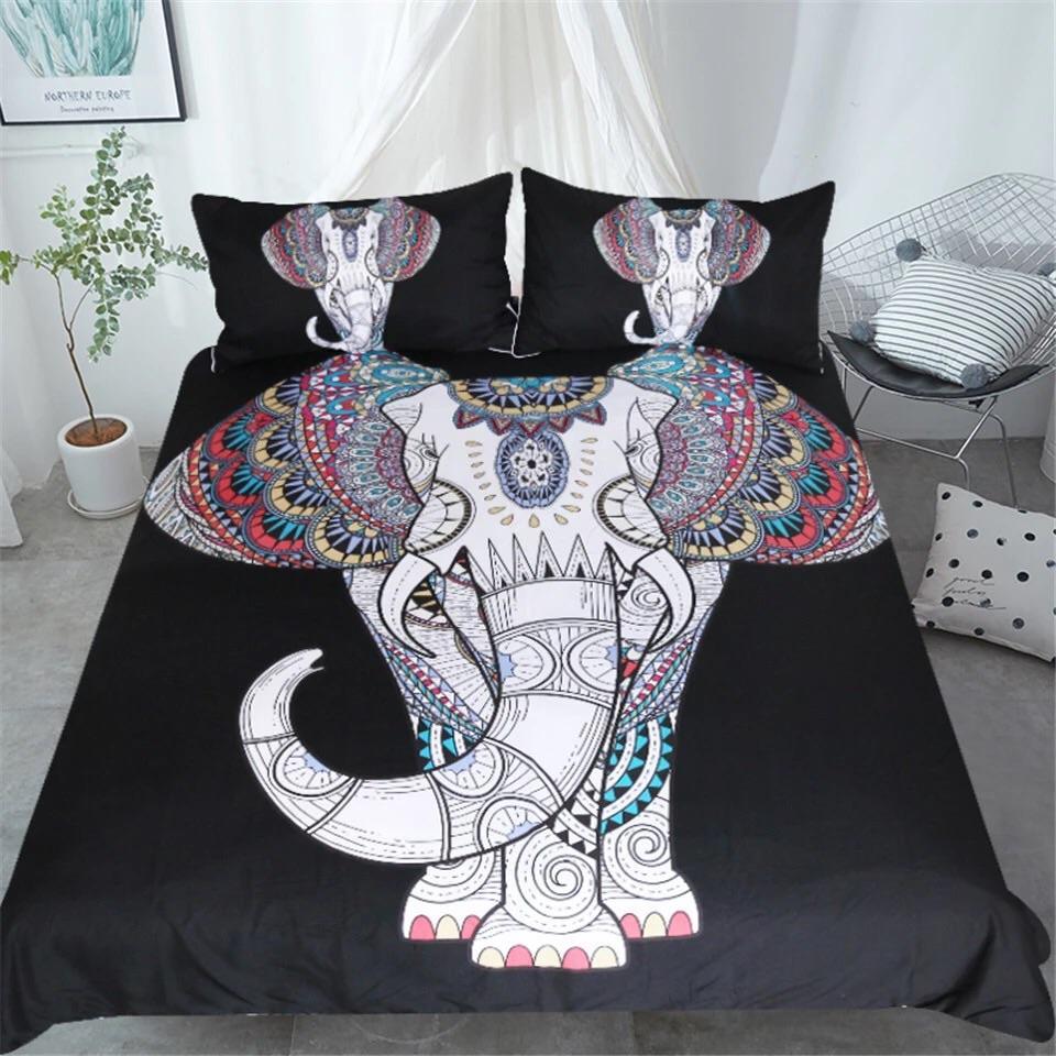 Rainbow Boho Elephant Mandala 3D Customized Duvet Cover Bedding Sets