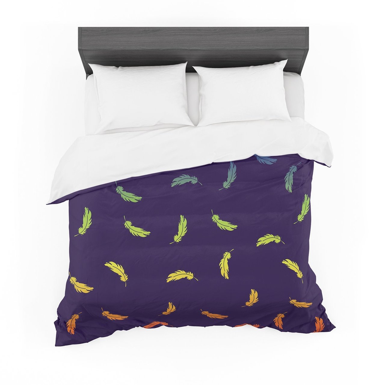 Rainbow Feathers Navy Blue Featherweight3D Customized Duvet Cover Bedding Sets