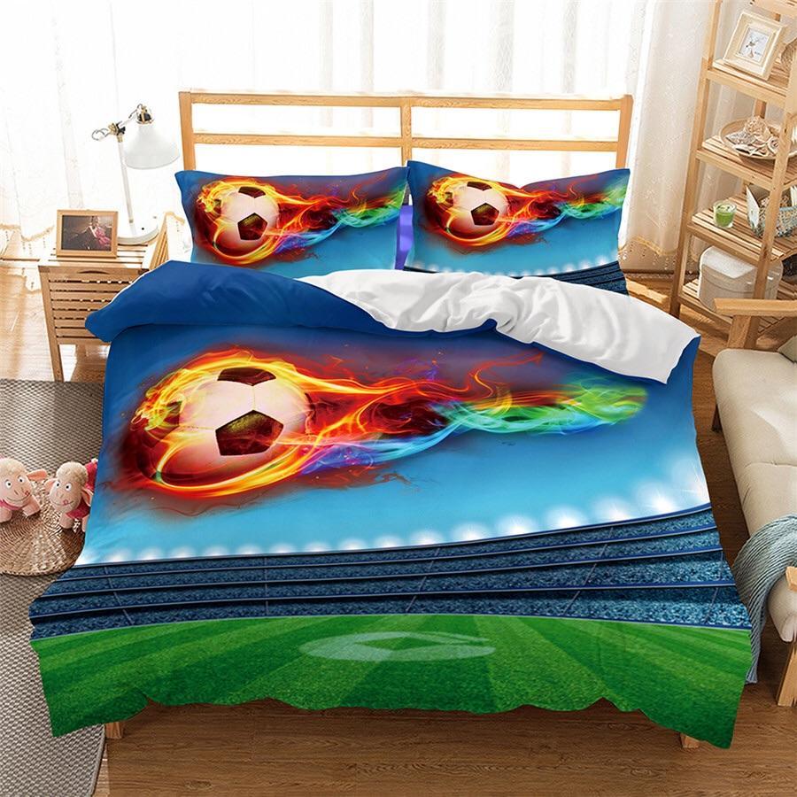 Rainbow Flamingoccer Ball 3D Customized Duvet Cover Bedding Sets