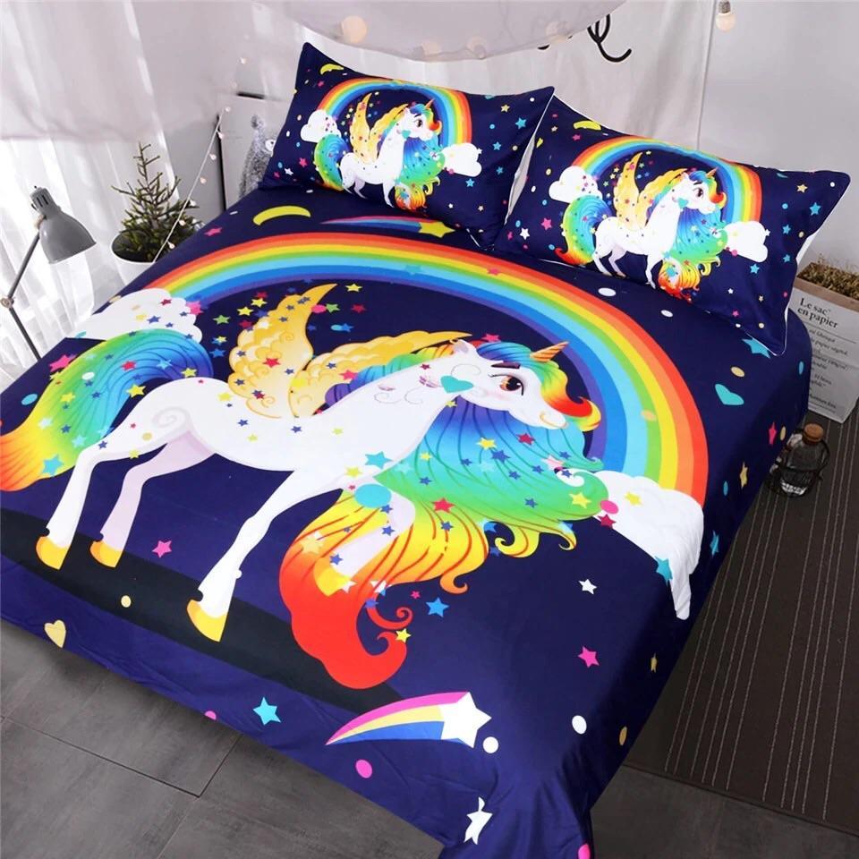 Rainbow Flying Unicorn 3D Customized Duvet Cover Bedding Sets