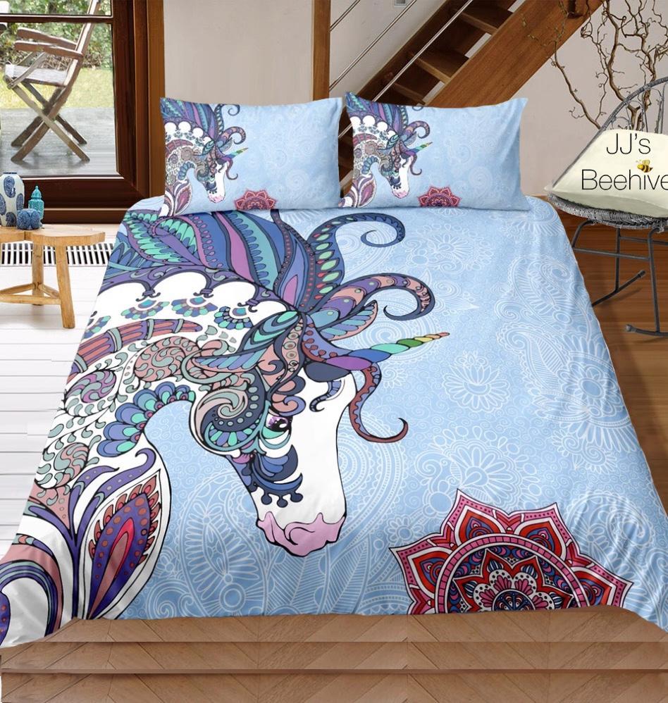 Rainbow Unicorn Mandala 3D Customized Duvet Cover Bedding Sets