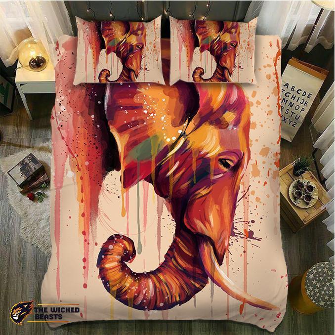 Red And Orange Elephant3D Customized Duvet Cover Bedding Sets