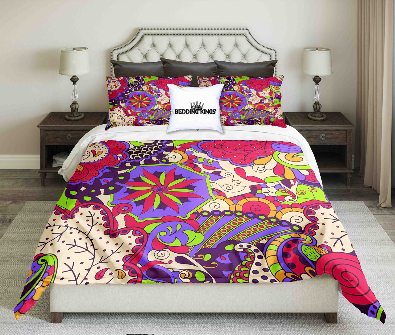 Red Blue Curved Pattern | kings3D Customized Duvet Cover Bedding Sets