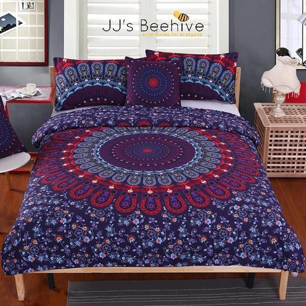 Red & Blue Mandala 3D Customized Duvet Cover Bedding Sets