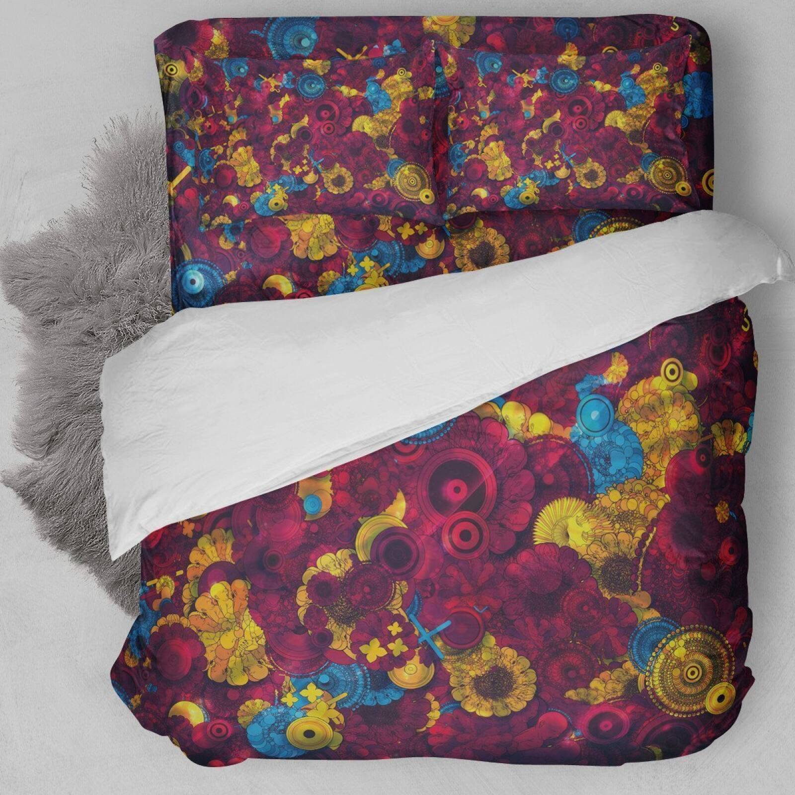 RED BOHEMIAN FLOWER BEDDING SET