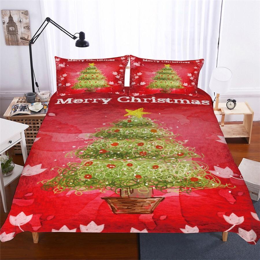 Red Christmas Tree 3D Customized Duvet Cover Bedding Sets