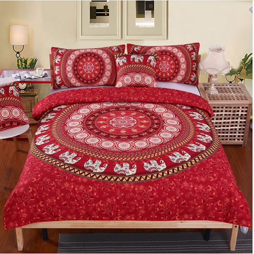 Red Mandala Bedding Set