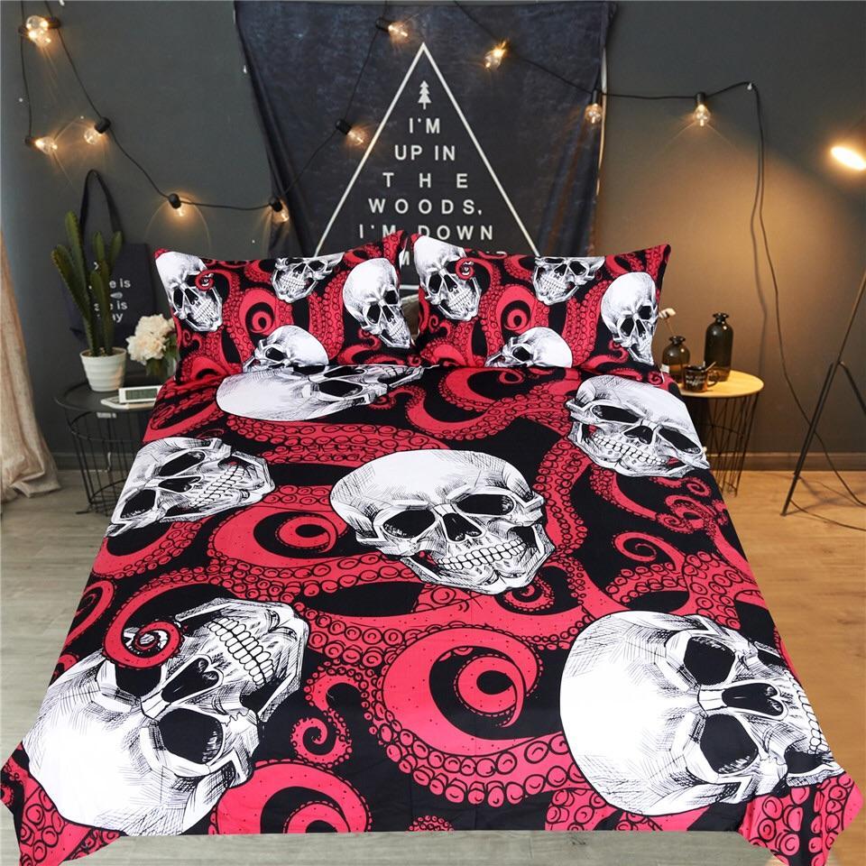Red Tentacles Octopuskull 3D Customized Duvet Cover Bedding Sets