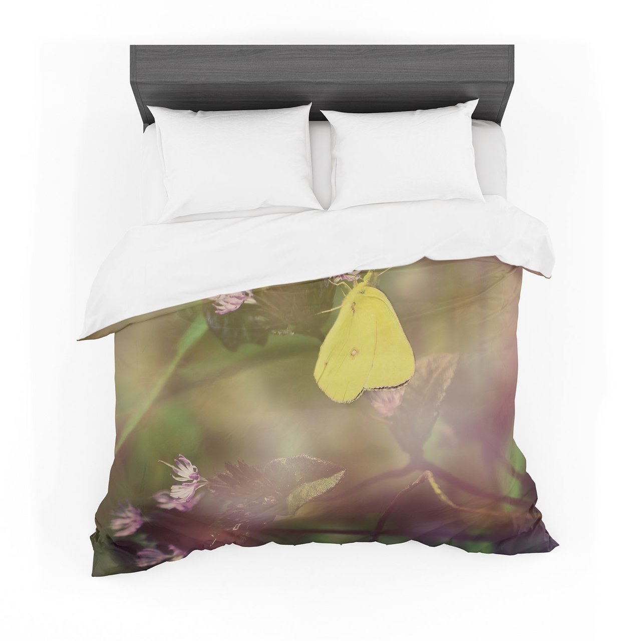 Robin Dickinson ‘Butterfly Kisses’ Green Purple Cotton3D Customized Duvet Cover Bedding Sets