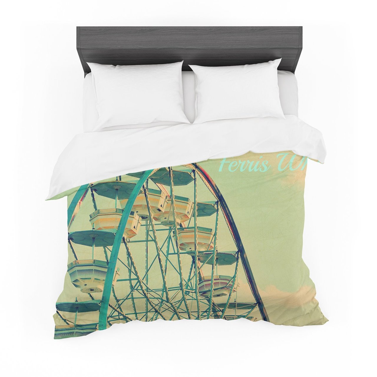 Robin Dickinson ‘Ferris Wheel’ Green Yellow Cotton3D Customized Duvet Cover Bedding Sets