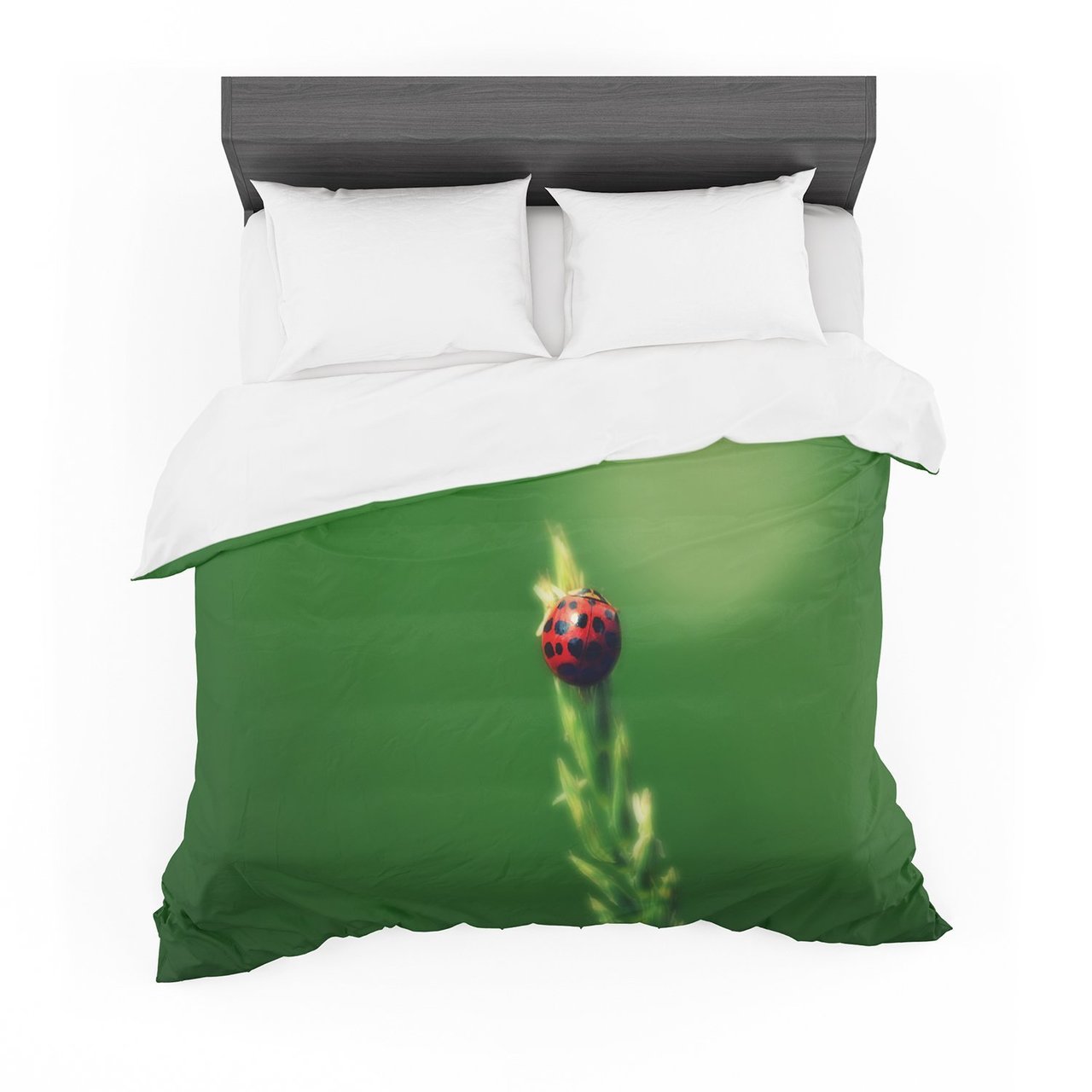 Robin Dickinson ‘Ladybug Hugs’ Green Cotton3D Customized Duvet Cover Bedding Sets