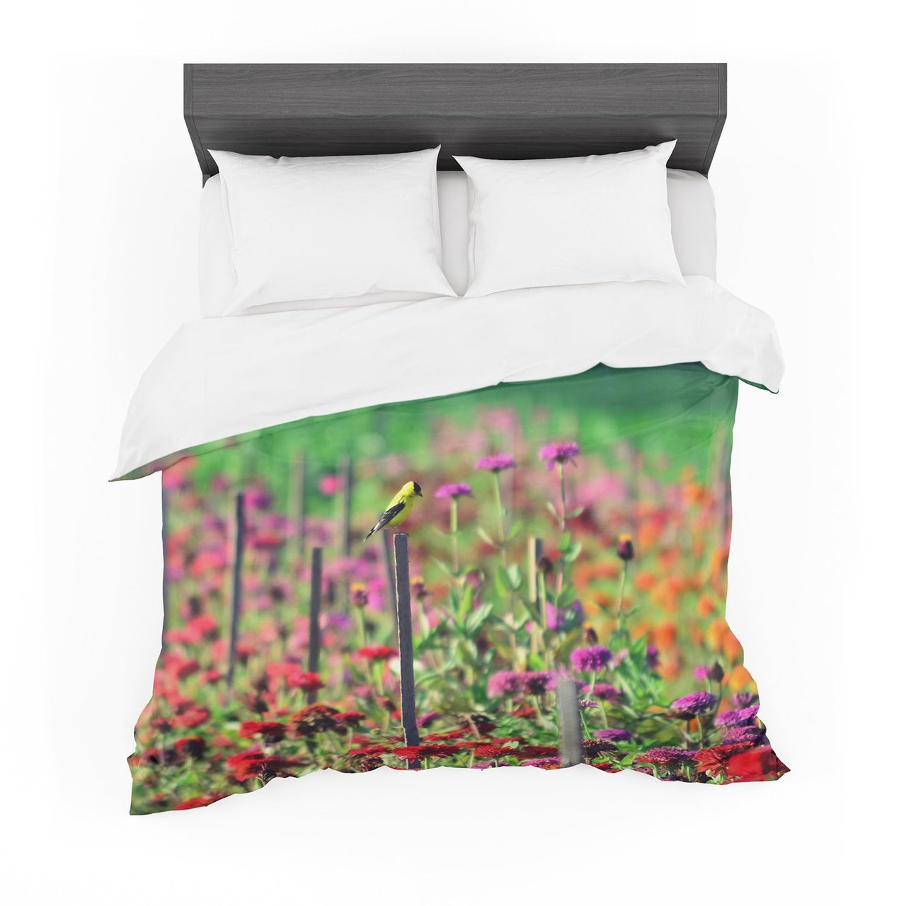 Robin Dickinson ‘Live in theunshine’ Green Red Cotton3D Customized Duvet Cover Bedding Sets