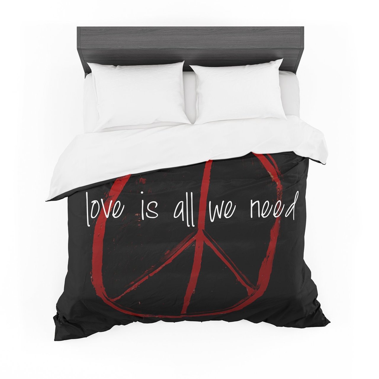 Robin Dickinson ‘Love Is All We Need’ Red Black Featherweight3D Customized Duvet Cover Bedding Sets