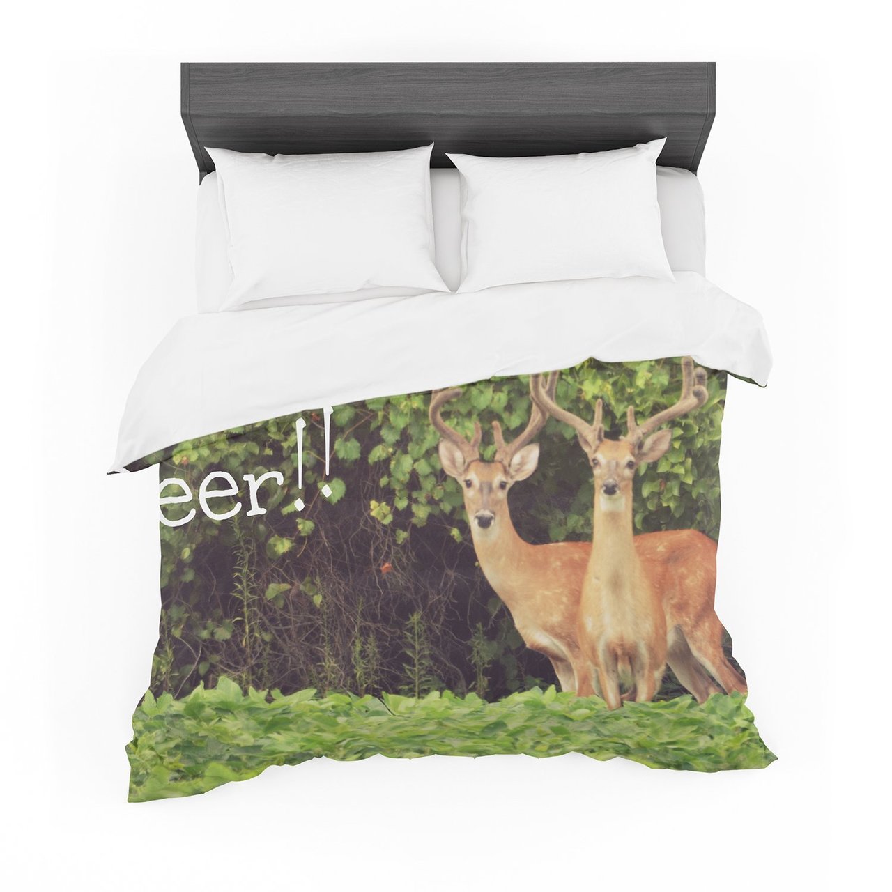 Robin Dickinson ‘Ohh Deer’ Green Brown Featherweight3D Customized Duvet Cover Bedding Sets