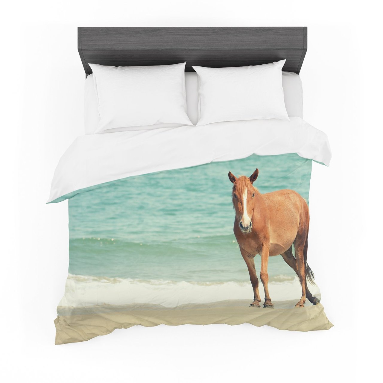 Robin Dickinson ‘Wild Mustang of Carova’ Horse Ocean Featherweight3D Customized Duvet Cover Bedding Sets