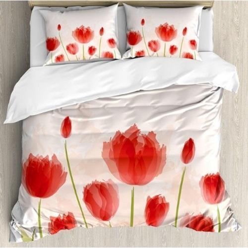 Romantic Tulip Blooms Flower Duvet Cover Set