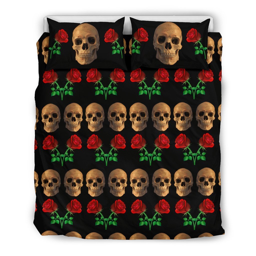 Roses and Skulls Bedding Set