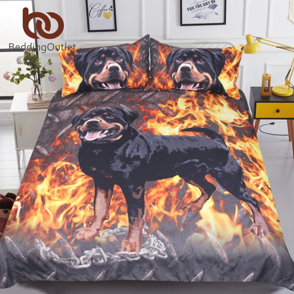 Rottweiler 3D Printed Kids Boys Fire Dog et Animal Printed Bedclothes Home Textiles3D Customized Duvet Cover Bedding Sets