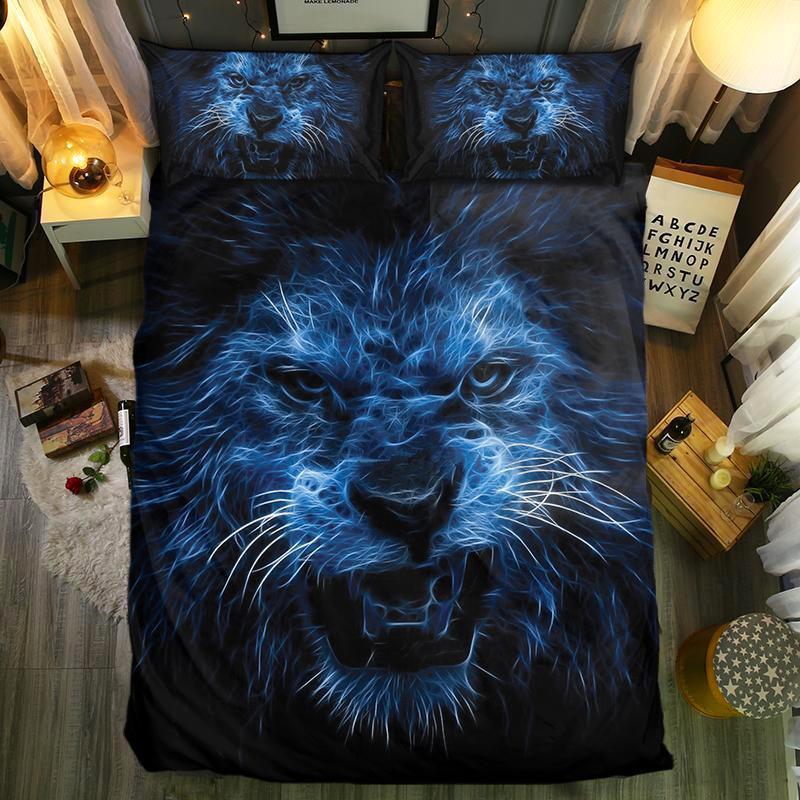 Royal Blue Lion3D Customized Duvet Cover Bedding Sets