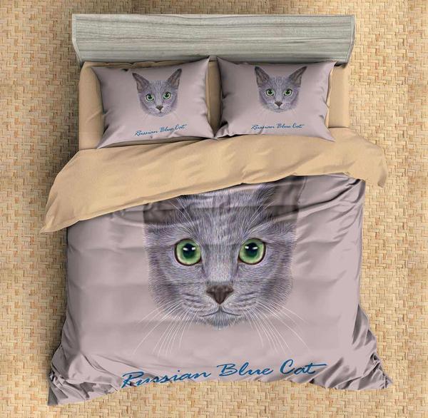 Russian Blue Cat 3D Customized Duvet Cover Bedding Sets